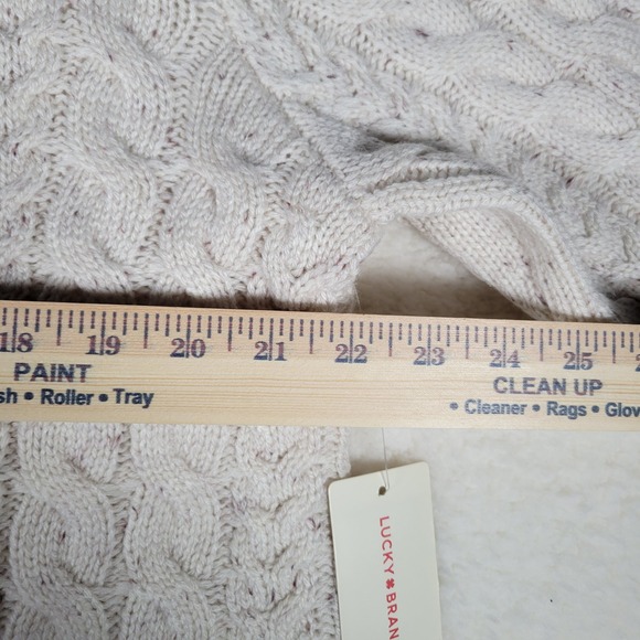 Lucky Brand Mens Cable Knit Crewneck Sweater Tofu Cream Speckled L S761-0018 NEW - Picture 11 of 14